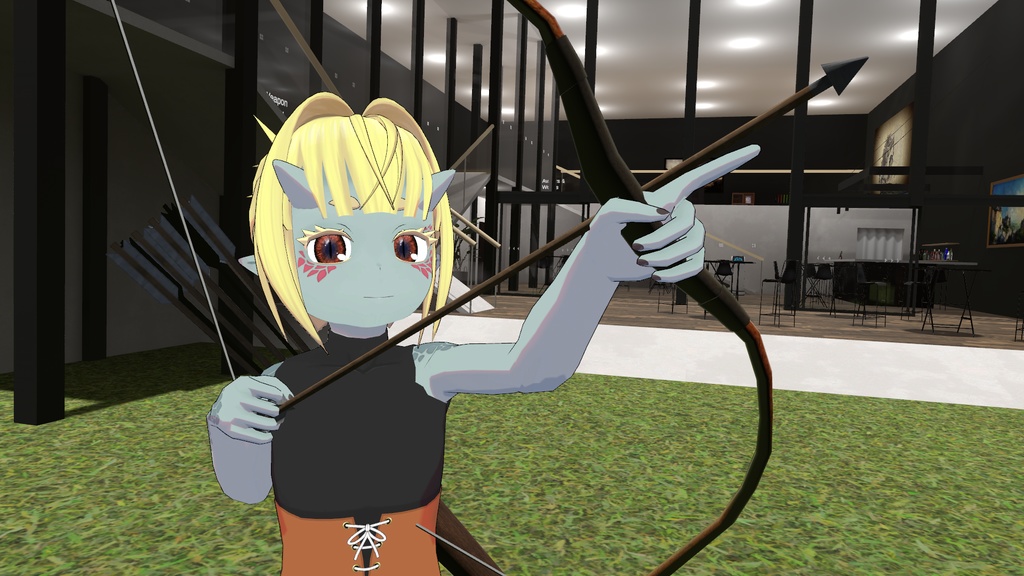 PhysBone式 掴んで撃てる弓矢ギミック VRChat用アバターギミック付き3Dモデル