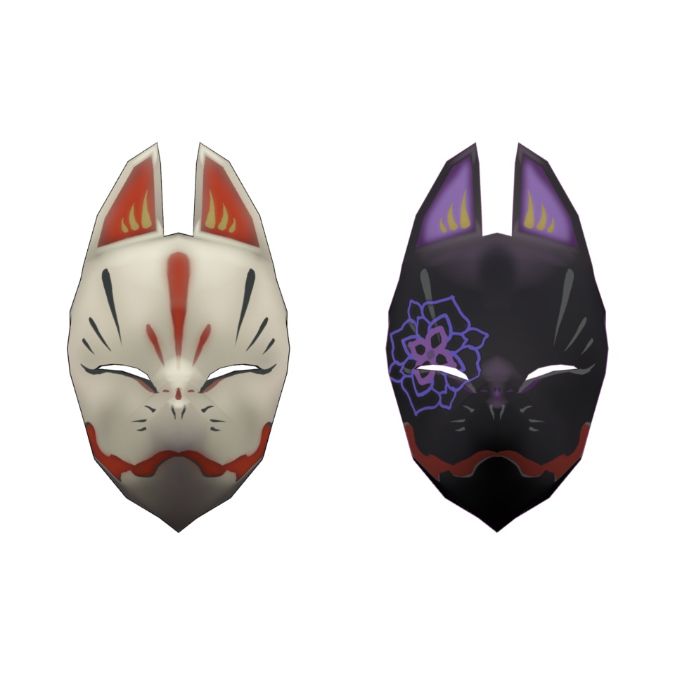 狐面 白黒2種セット