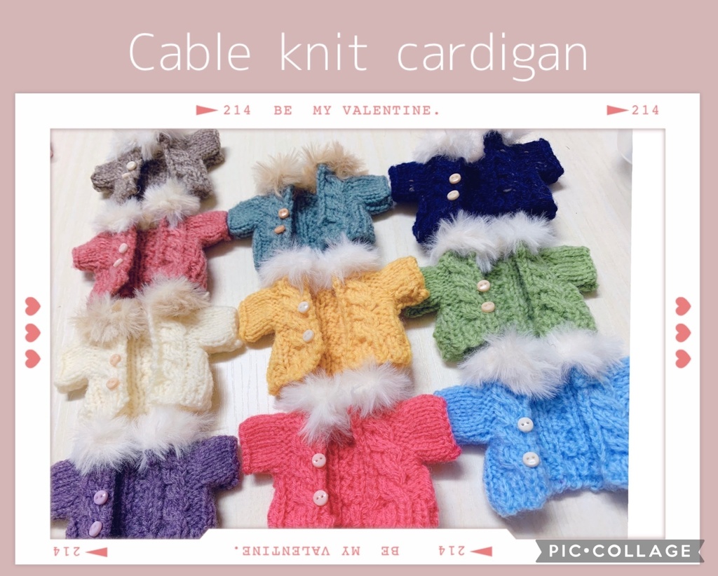 16cmぬい用　Cable knit cardigan!