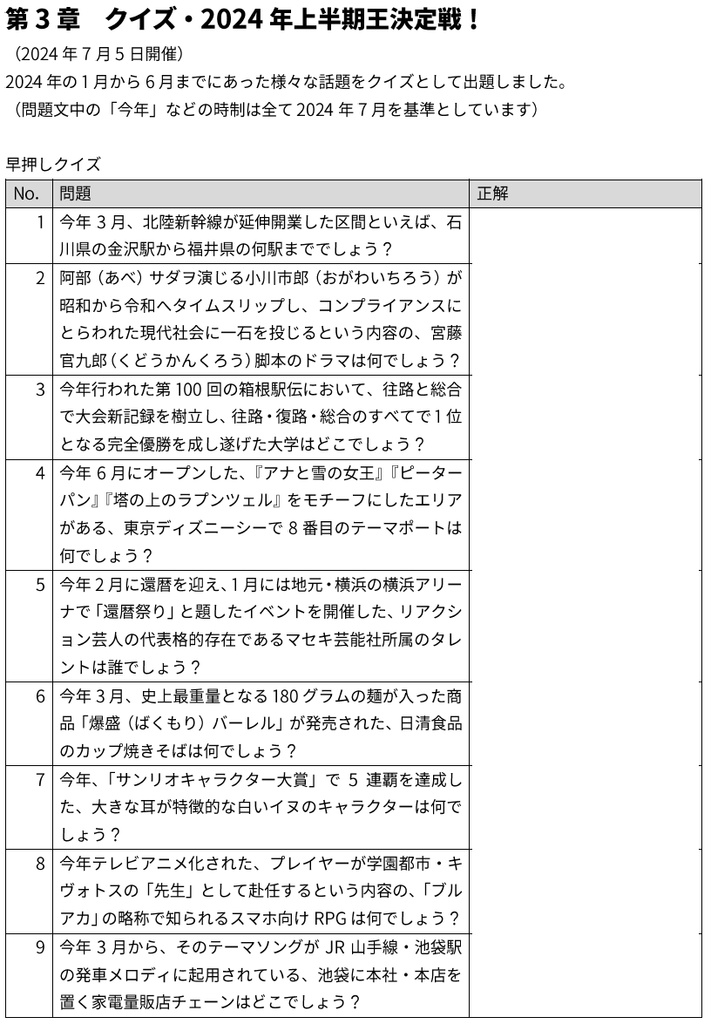 ぶんかぶ問題集2024①