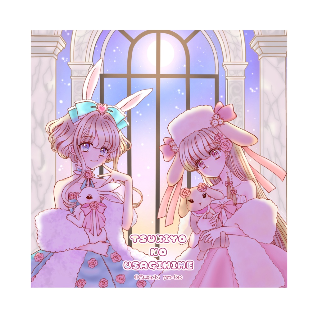 月夜のうさぎ姫　ハンカチタオル　200mm×200mm