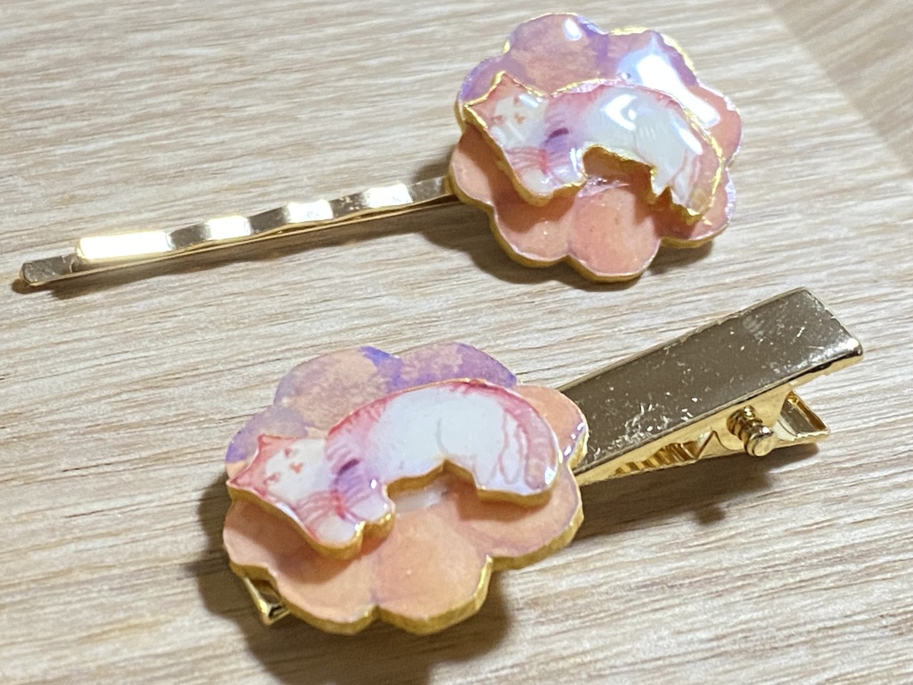 猫ヘアピン・ヘアクリップ