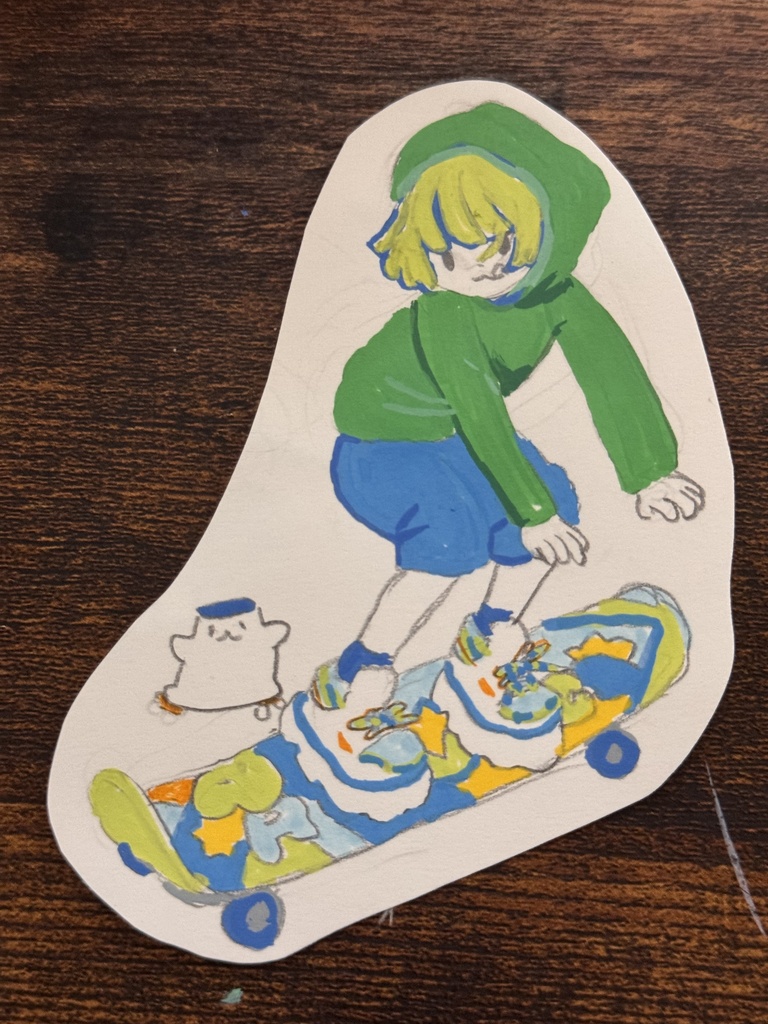 スケボーの子＆エリンギ