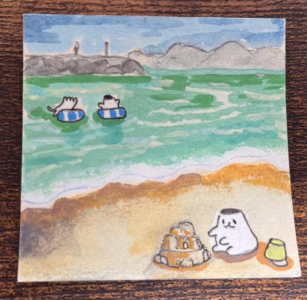 【ミニ原画】海遊びするエリンギ