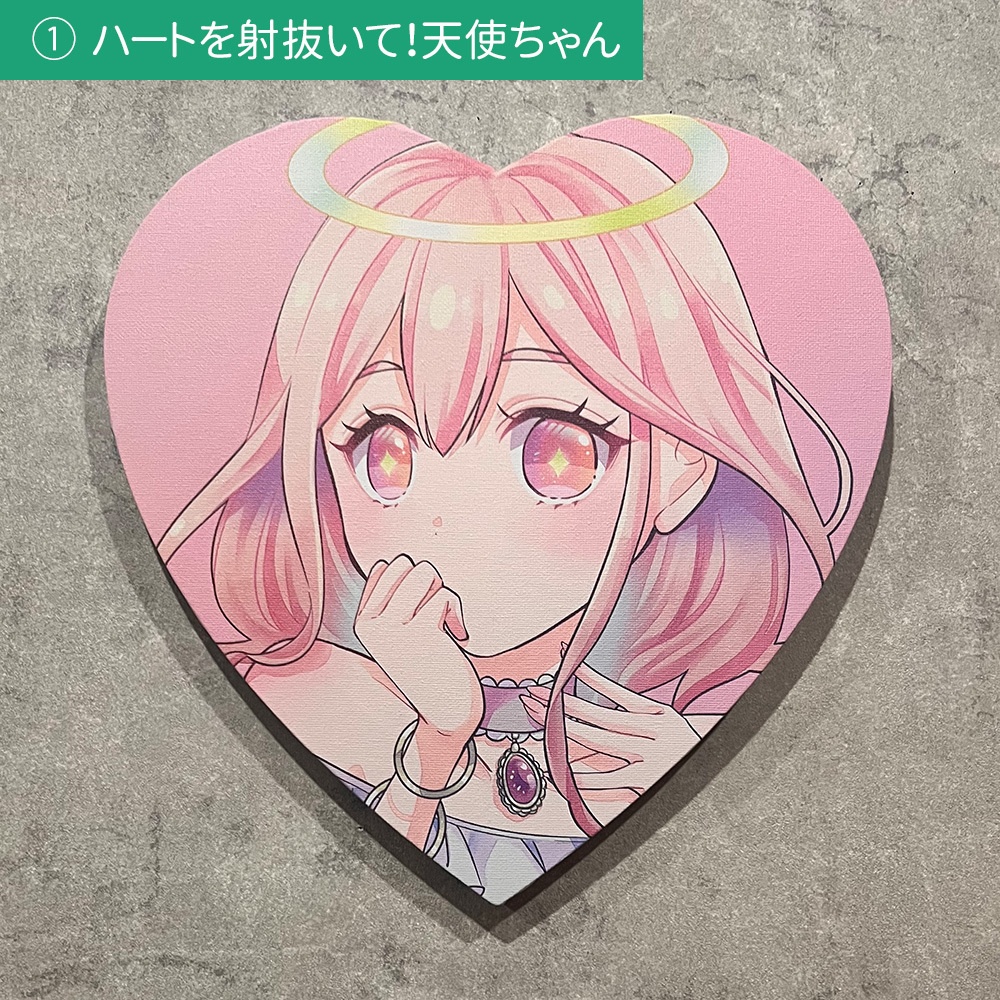 キャンバス作品「ハートを射抜いて!天使ちゃん」「ハートを奪って!悪魔ちゃん」