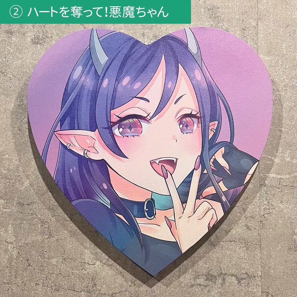 キャンバス作品「ハートを射抜いて!天使ちゃん」「ハートを奪って!悪魔ちゃん」