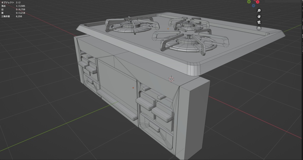 【Free】ガスコンロ(gas stove) ビルトインタイプ【3dmodel】