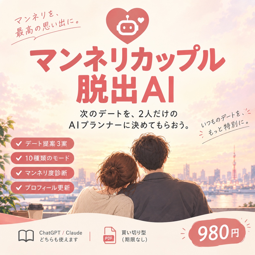 マンネリカップル脱出AI｜次のデートを、2人だけのAIプランナーに任せよう