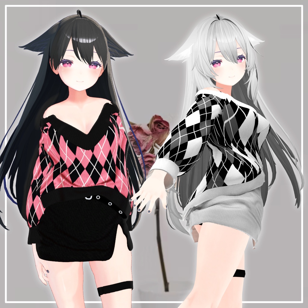 [桔梗用衣装][Kikyo] Argyle Loose Fit Cardigan