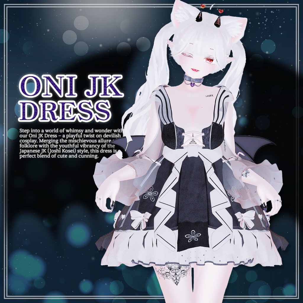 【PB】【8アバター対応】 Oni JK Dress 【VRChat想定】