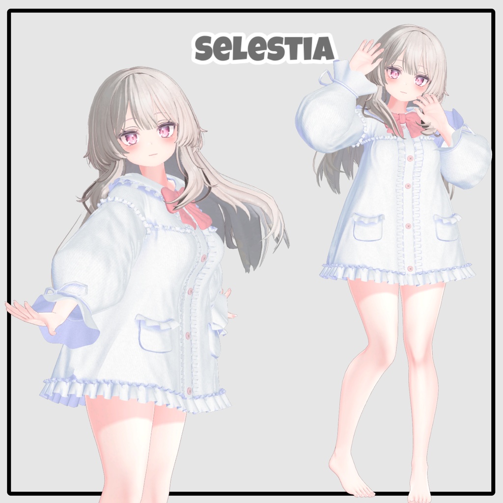 【 6アバター対応】 ポスルフリルパジャマ 【VRChat想定】