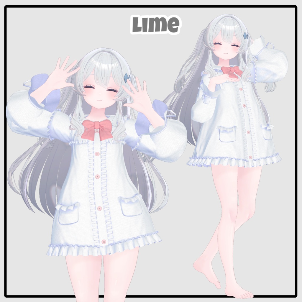 【 6アバター対応】 ポスルフリルパジャマ 【VRChat想定】