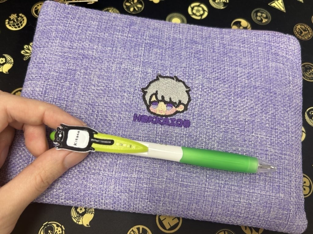 【青鉄】刺繍フラットポーチ(クリックポスト)