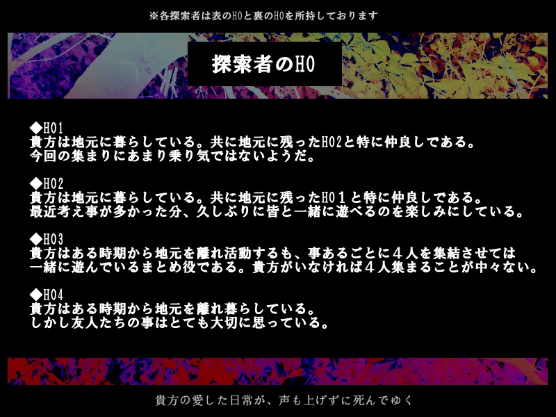 【CoCシナリオ】Secret ×××× Secret