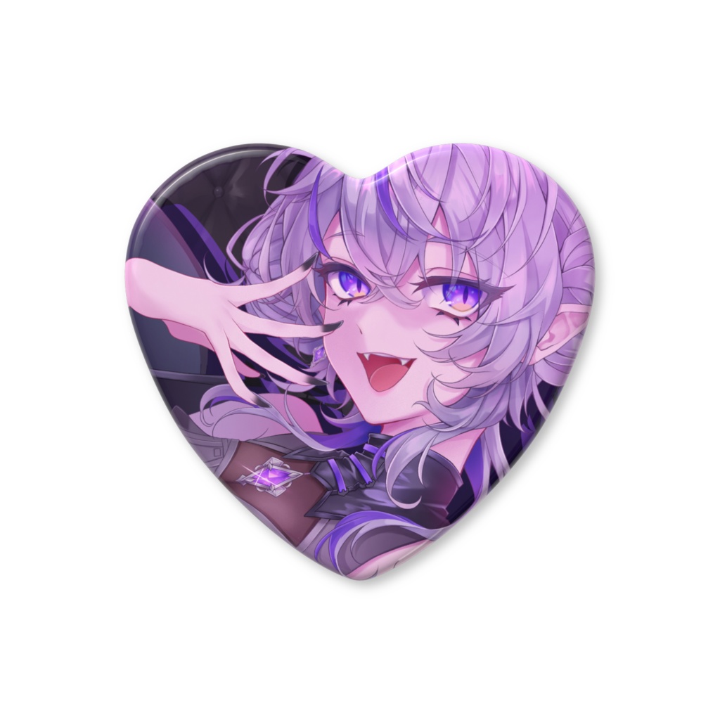 柊月メシア_ハート缶バッジ