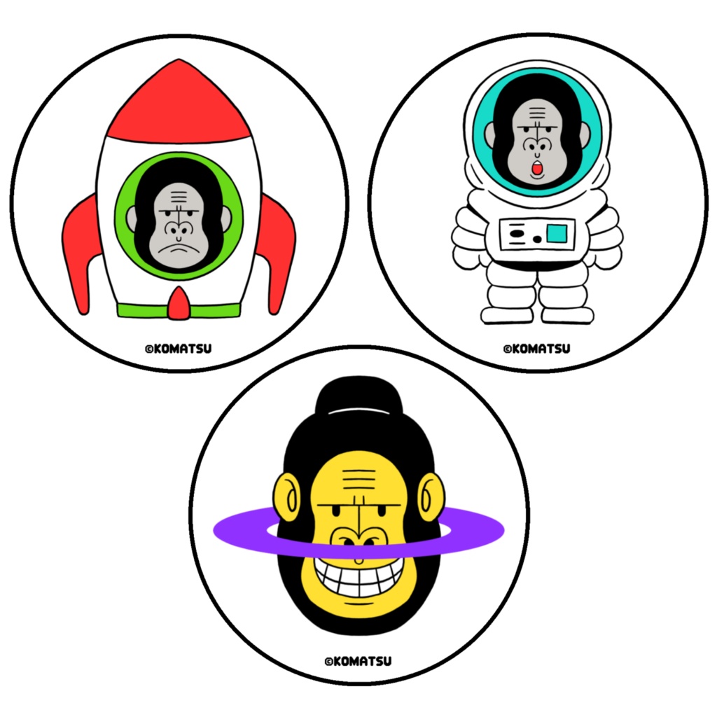 宇宙ゴリラ缶バッジセット