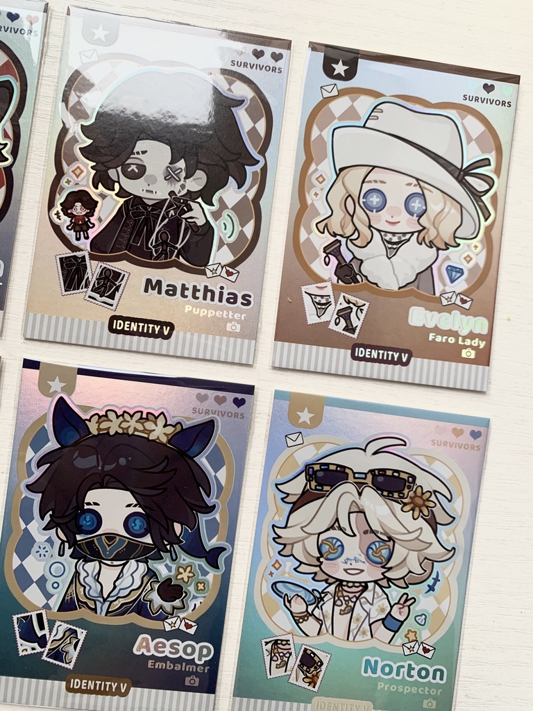【IdentityV】騎士 作曲家 彫刻師 火災調査員 画家 隠者 人形師 納棺師 囚人 レディ・ファウロ 探鉱者 調香師 同人 カード 【第五人格】