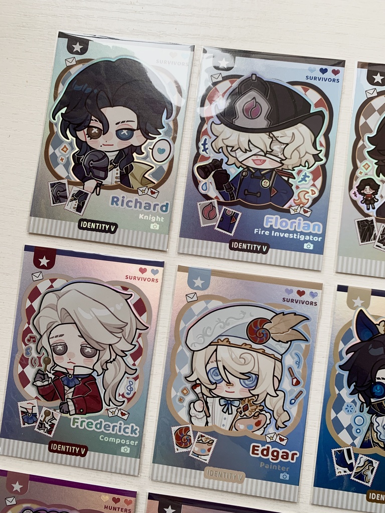 【IdentityV】騎士 作曲家 彫刻師 火災調査員 画家 隠者 人形師 納棺師 囚人 レディ・ファウロ 探鉱者 調香師 同人 カード 【第五人格】
