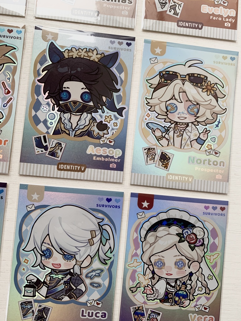 【IdentityV】騎士 作曲家 彫刻師 火災調査員 画家 隠者 人形師 納棺師 囚人 レディ・ファウロ 探鉱者 調香師 同人 カード 【第五人格】