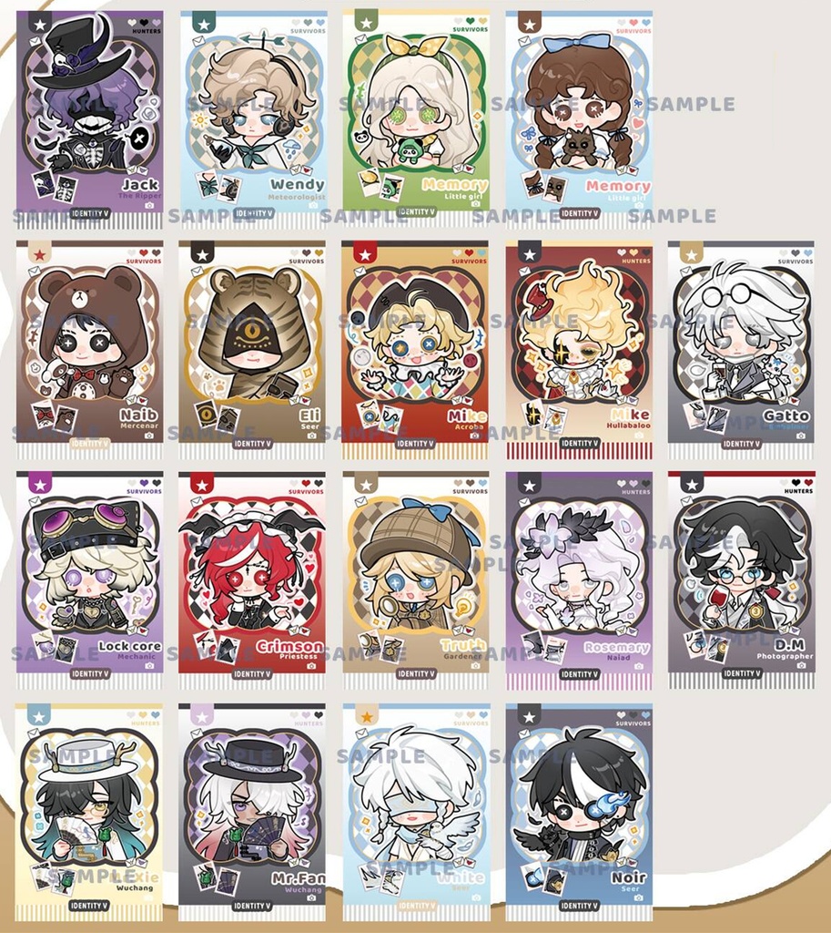 【第五人格】カード  リッパー  ジャック 気象学者 白黒無常 漁師  占い師 機械技師【IdentityV】