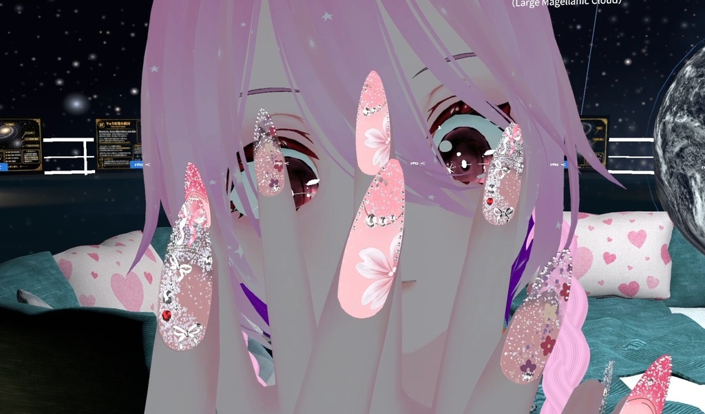 ネイル クリアピンク花柄