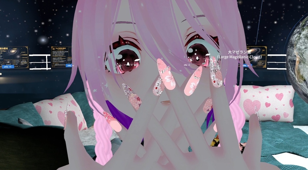ネイル クリアピンク花柄