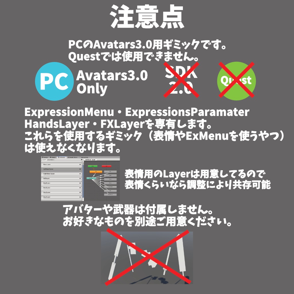 【VRChat】Weapon Bay System Dress【Avatars3.0向けギミック】