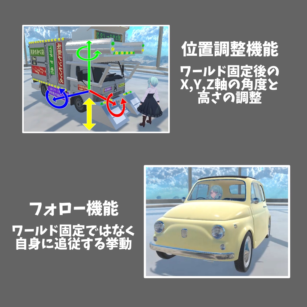 【VRChat】Fixed Display System【Avatars3.0向けギミック】