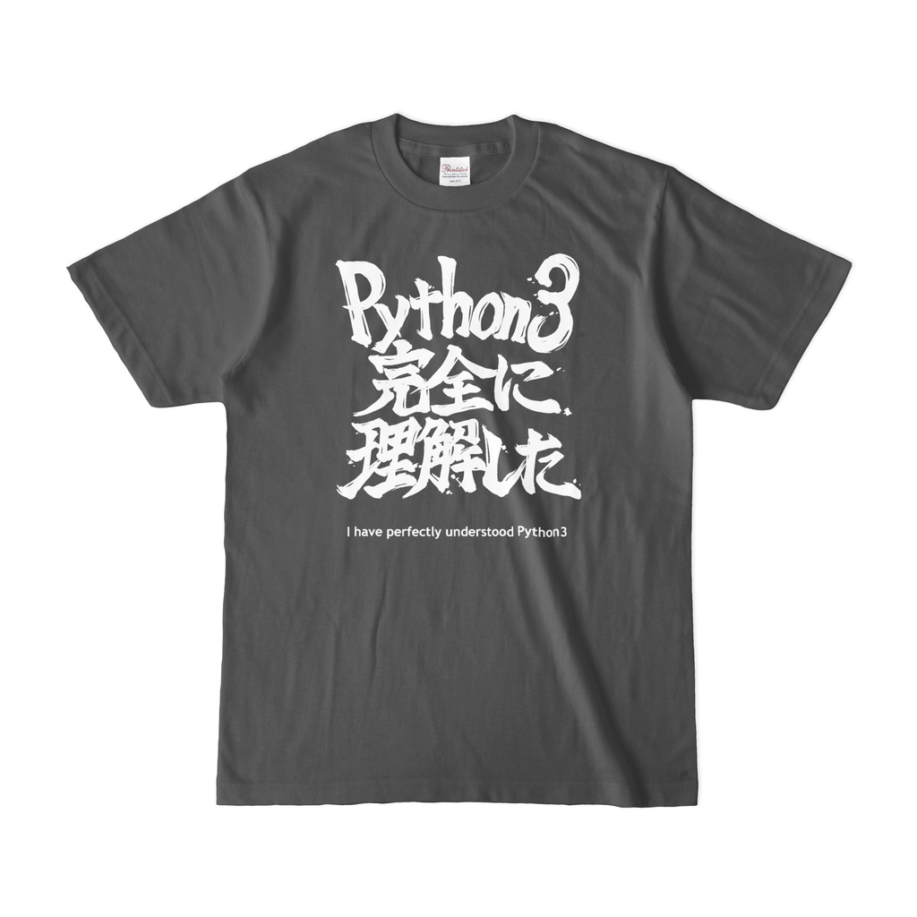 Python3完全に理解したTシャツ (Charcoal)