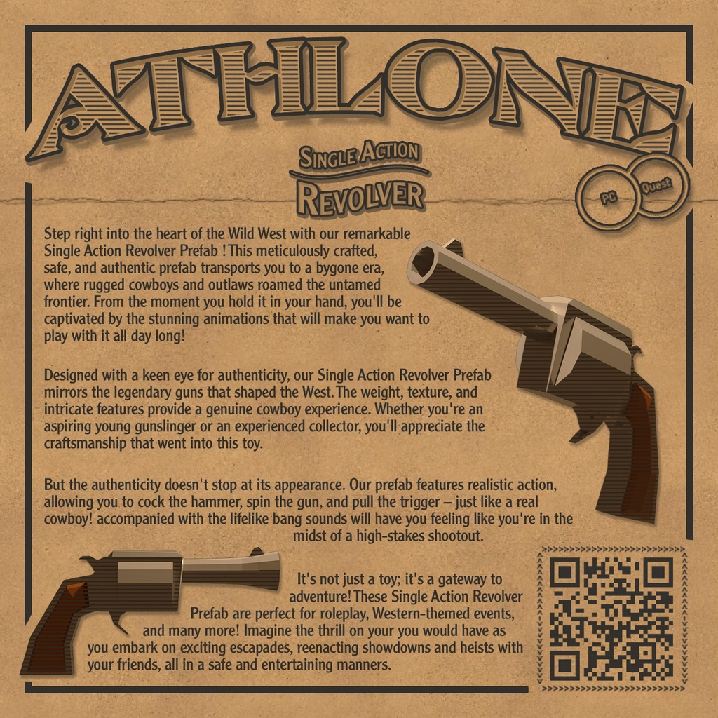 Working Single Action Revolver & Legendary Outlaw Arthur Morgen Avatar Low Poly