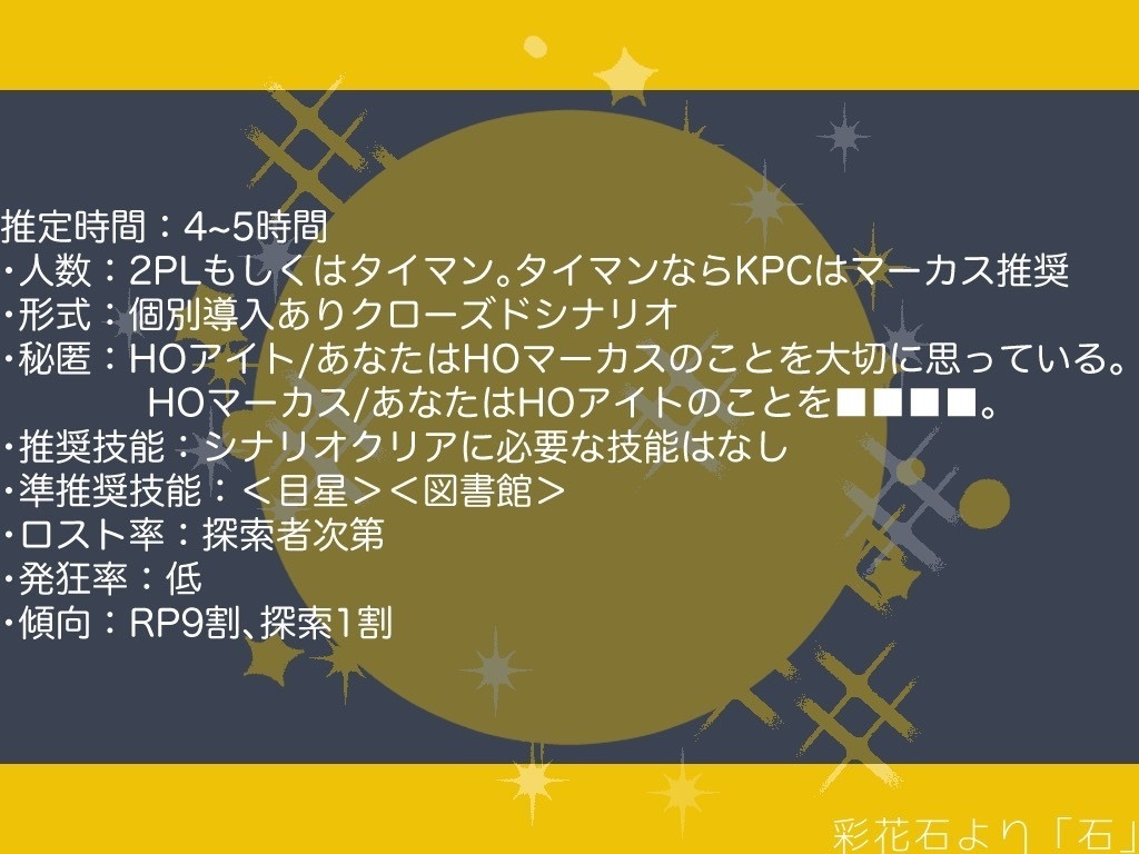 【CoC6th】世界には君しかいない