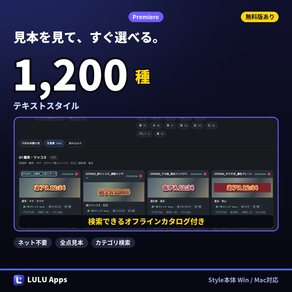 【3製品セット】LULU Apps スタイル全部入り 3302種|Premiere ・Photoshop・Illustrator