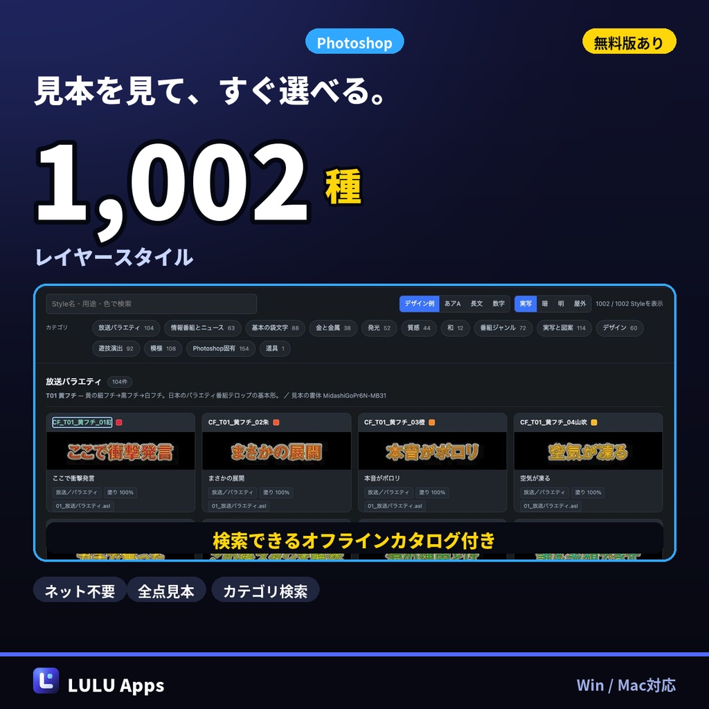 【3製品セット】LULU Apps スタイル全部入り 3302種|Premiere Pro・Photoshop・Illustrator