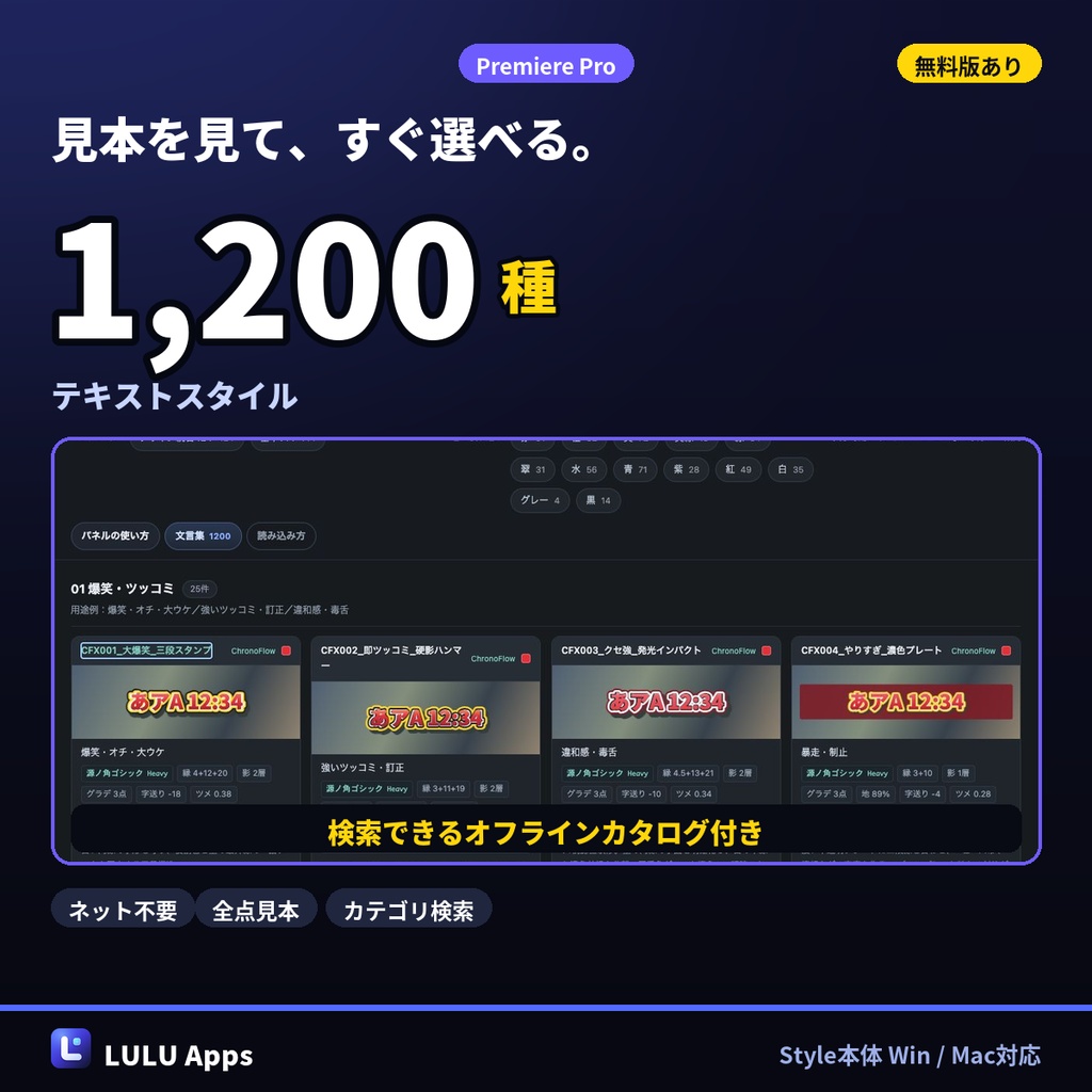 【3製品セット】LULU Apps スタイル全部入り 3302種|Premiere Pro・Photoshop・Illustrator