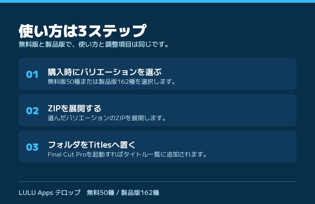 Final Cut Pro 日本語テロップ|無料50種 / 製品版162種