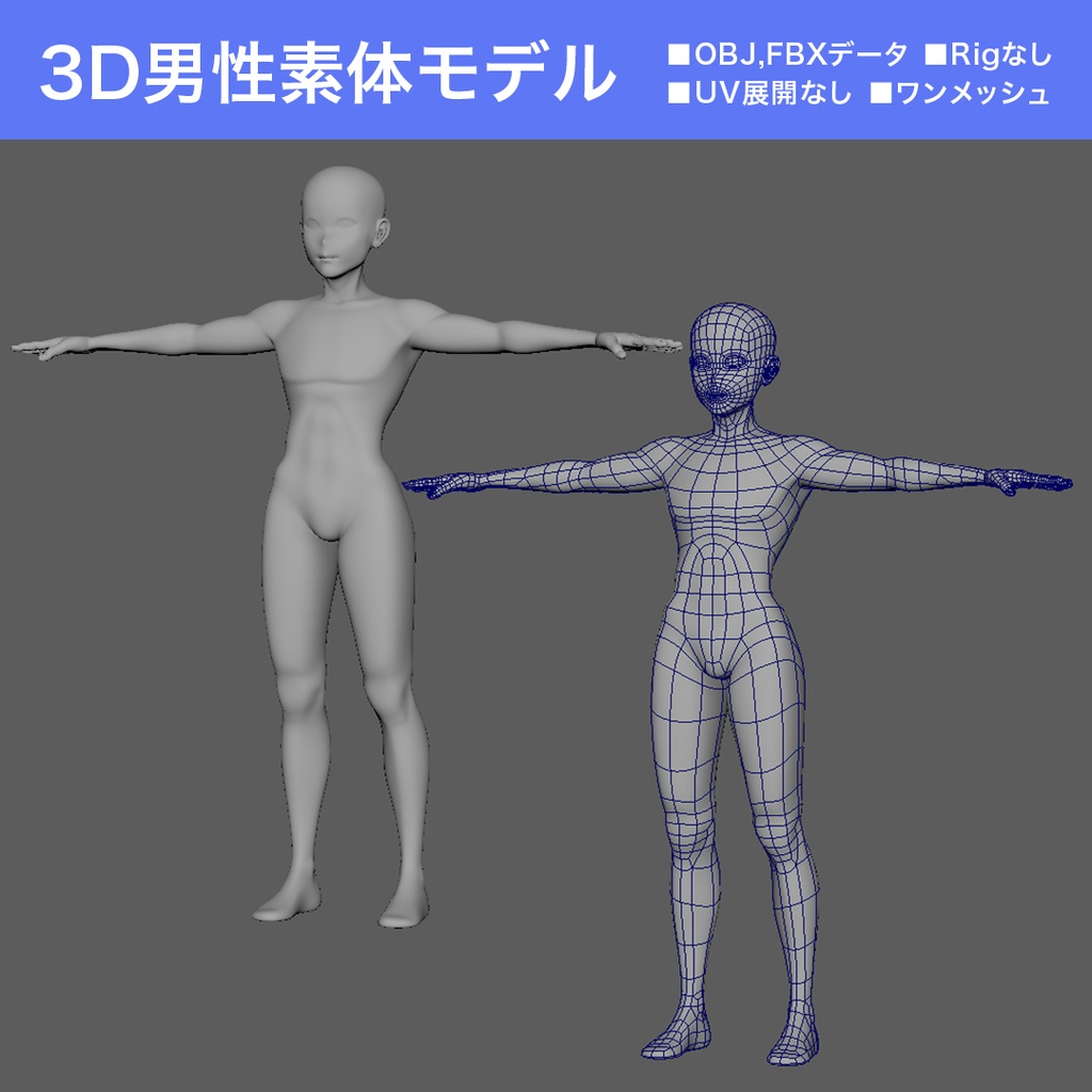 3DCG男性素体モデル
