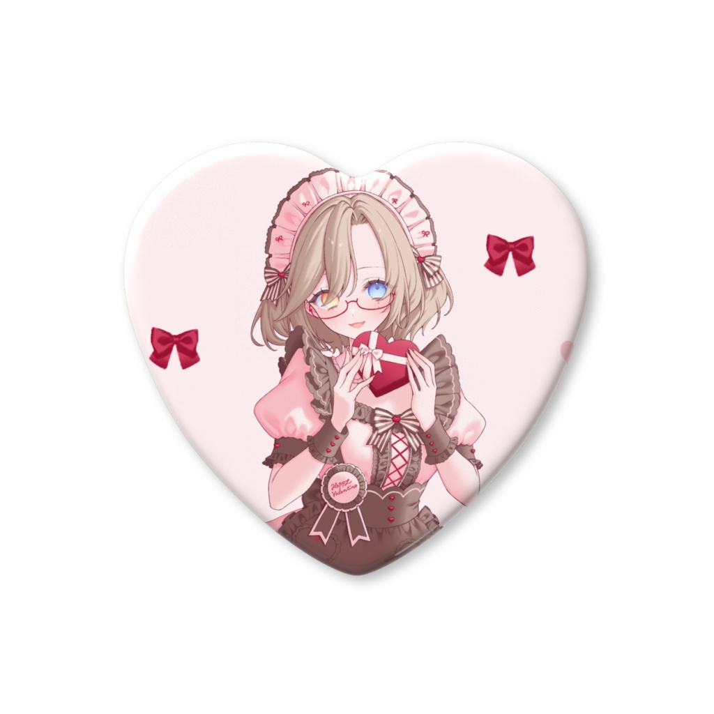 バレンタインハート缶バッジ