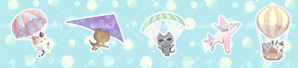 マスキングテープ-ネコちゃん、空を飛ぶ。(20mm×5m)