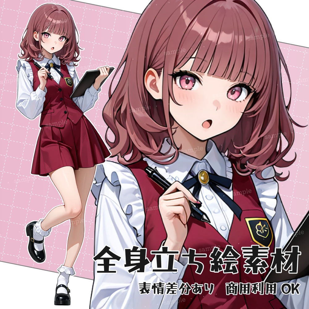 立ち絵素材004 探偵助手 記者 女性立ち絵