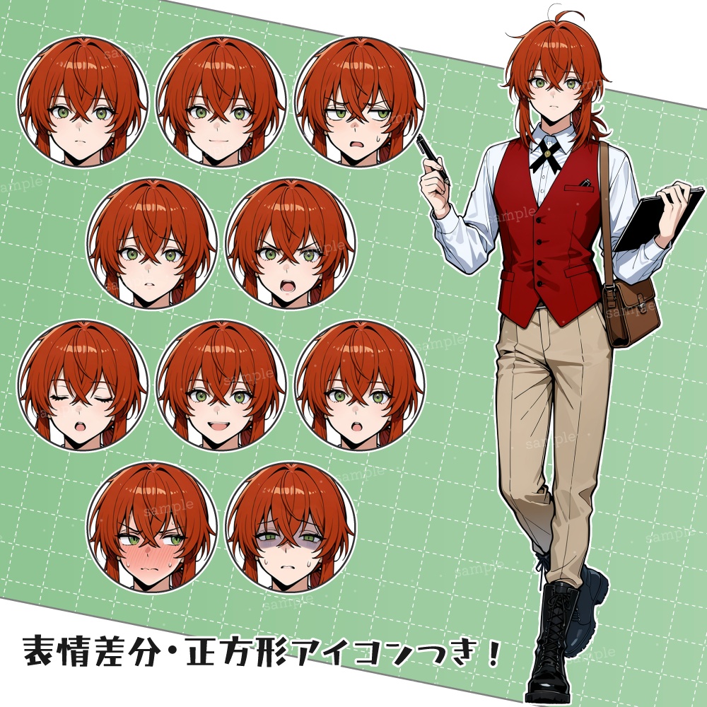 立ち絵素材006 探偵助手 記者 男性立ち絵