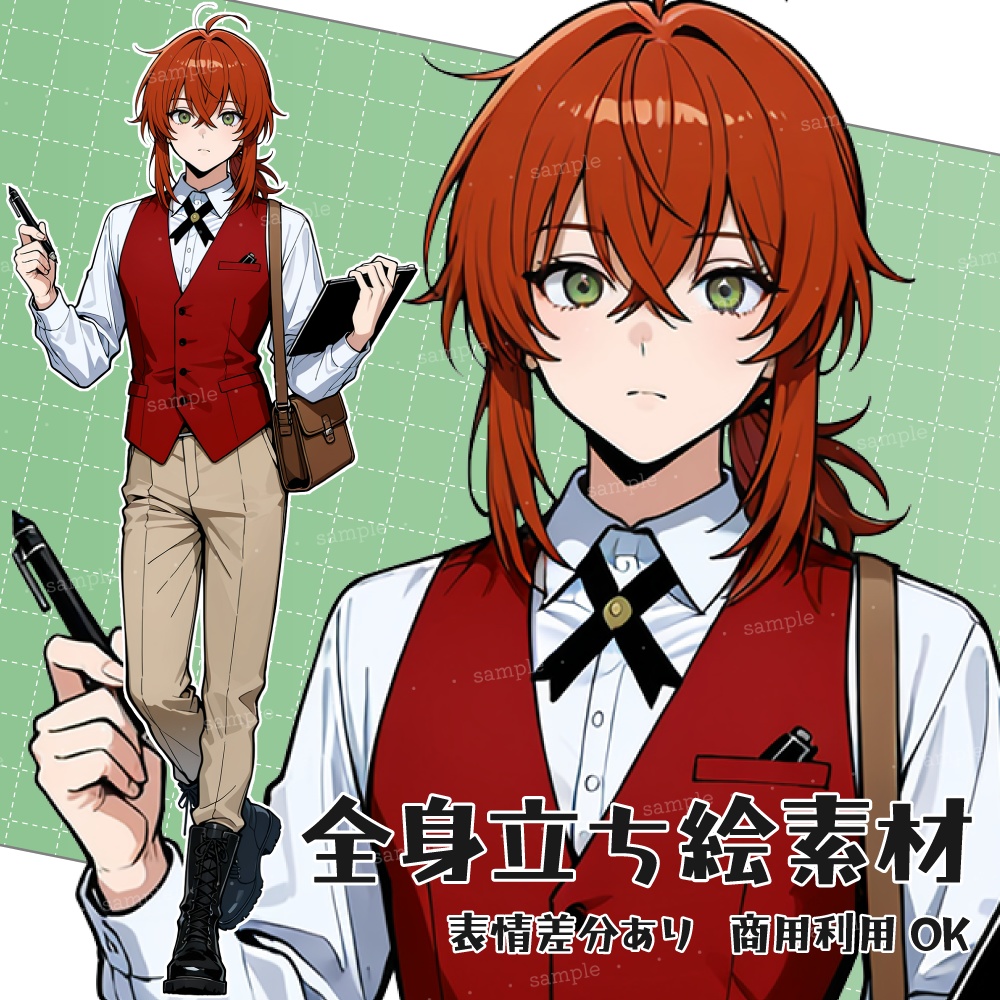 立ち絵素材006 探偵助手 記者 男性立ち絵