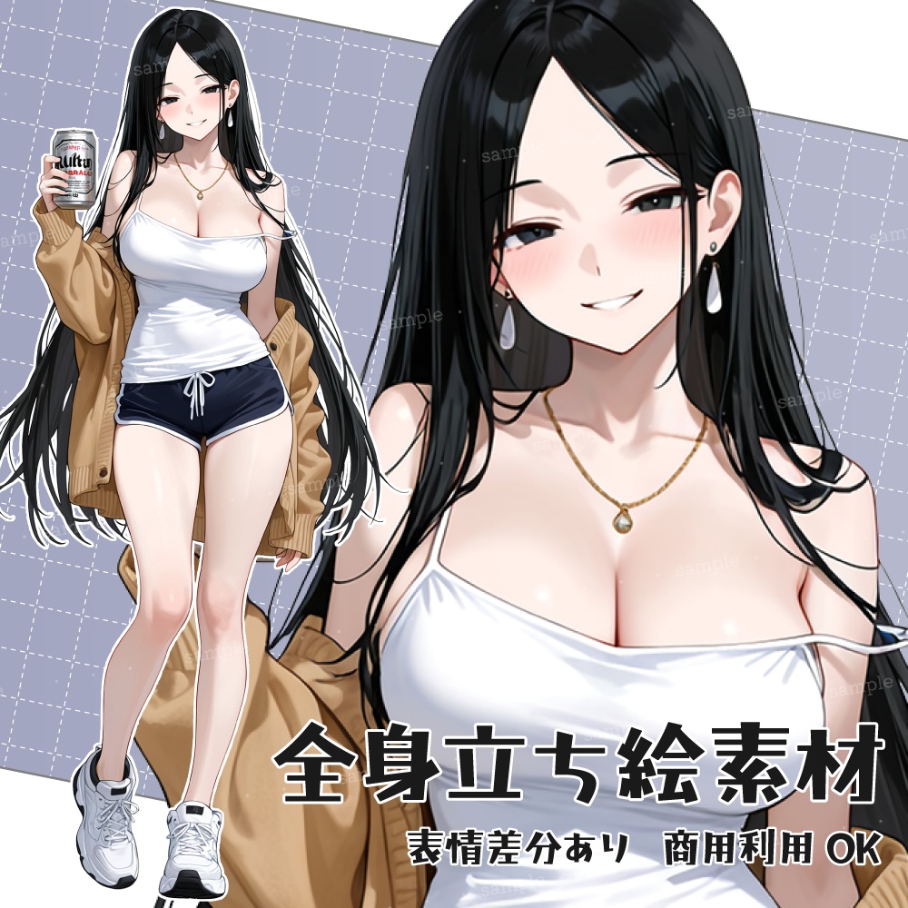 立ち絵素材028 酒カスお姉さん ダウナー 私服