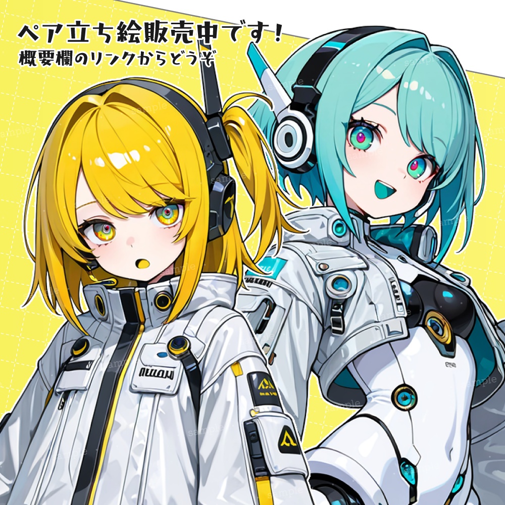 立ち絵素材048 レモン色のアンドロイド少女 SF風