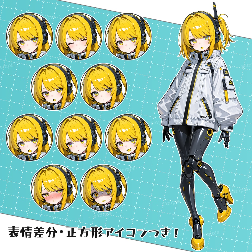 立ち絵素材048 レモン色のアンドロイド少女 SF風