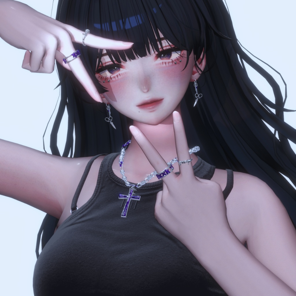 【VRC想定/19アバター対応】MH Crosspack ネックレス/ピアス/リング