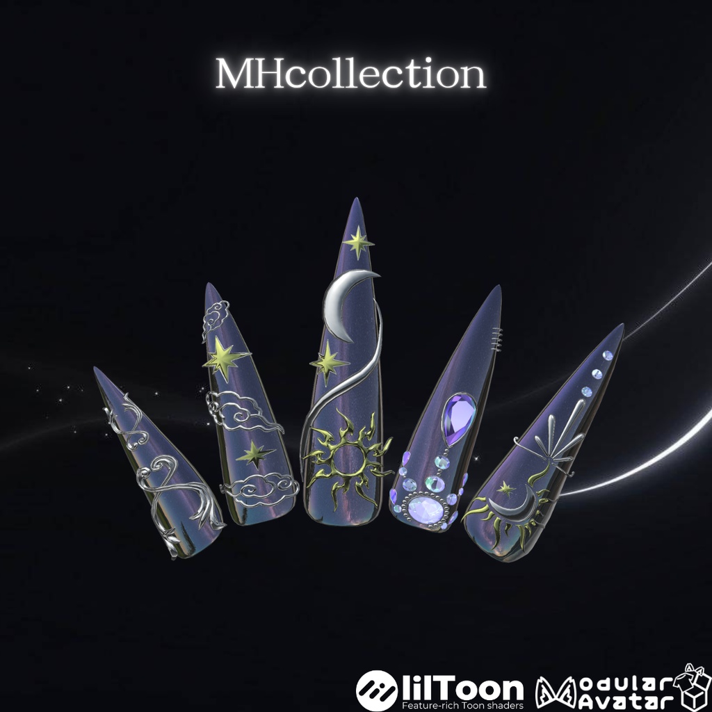 【VRC想定/19アバター対応】【MA対応】MH SOL&LUNA NAIL