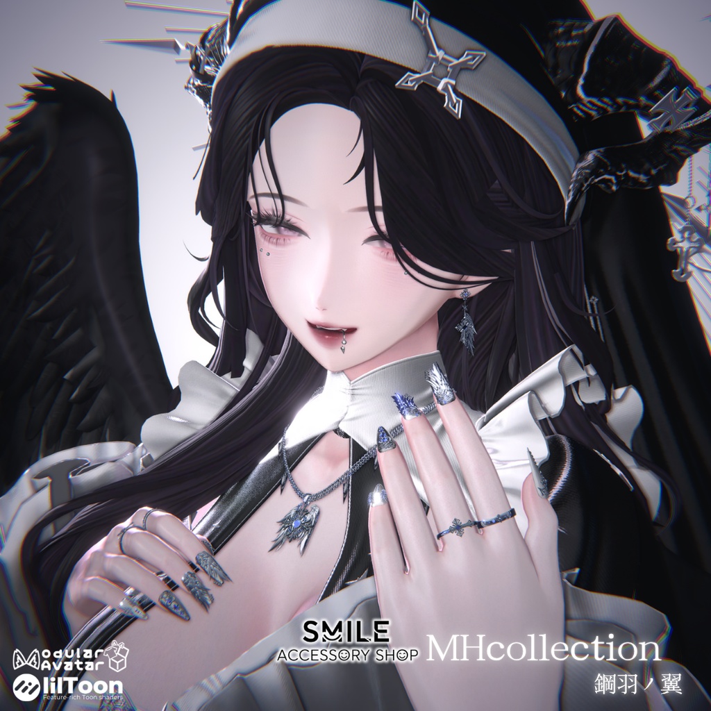 【VRC想定/22アバター対応】【MA対応】MH×SMAILE 鋼羽の翼ネックレス