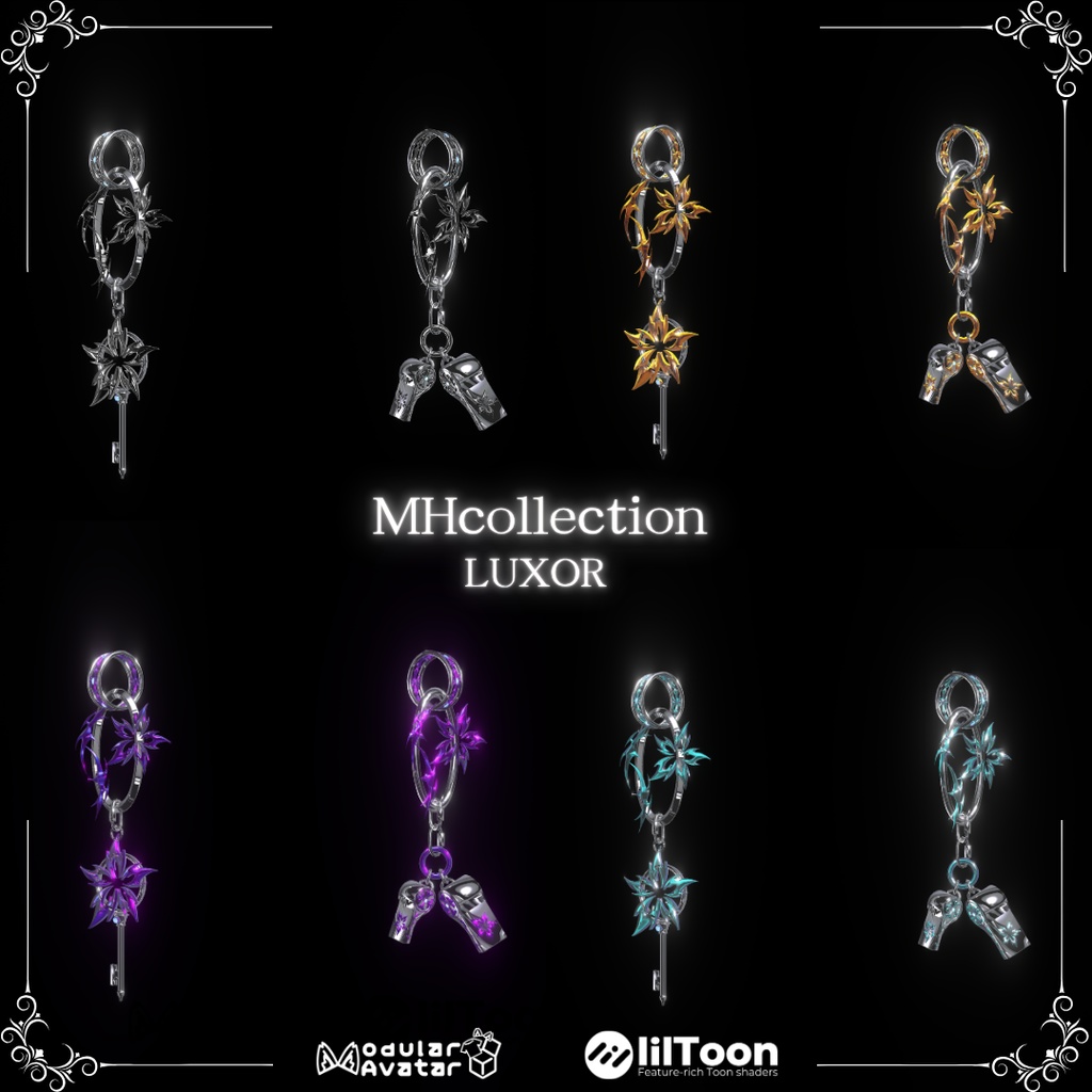 【VRC想定/19アバター対応】【MA対応】MH LUXOR Necklace&Earring&Ring