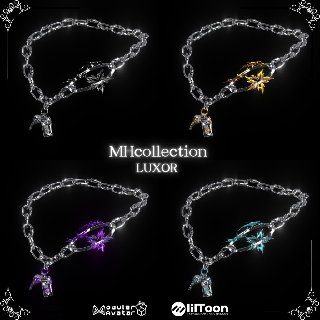 【VRC想定/19アバター対応】【MA対応】MH LUXOR Necklace&Earring&Ring