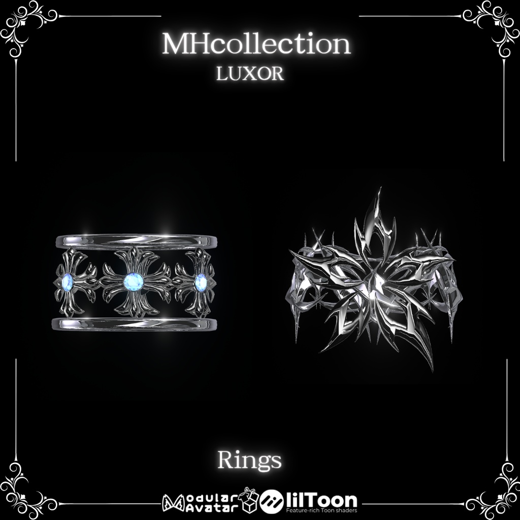 【VRC想定/19アバター対応】【MA対応】MH LUXOR Necklace&Earring&Ring